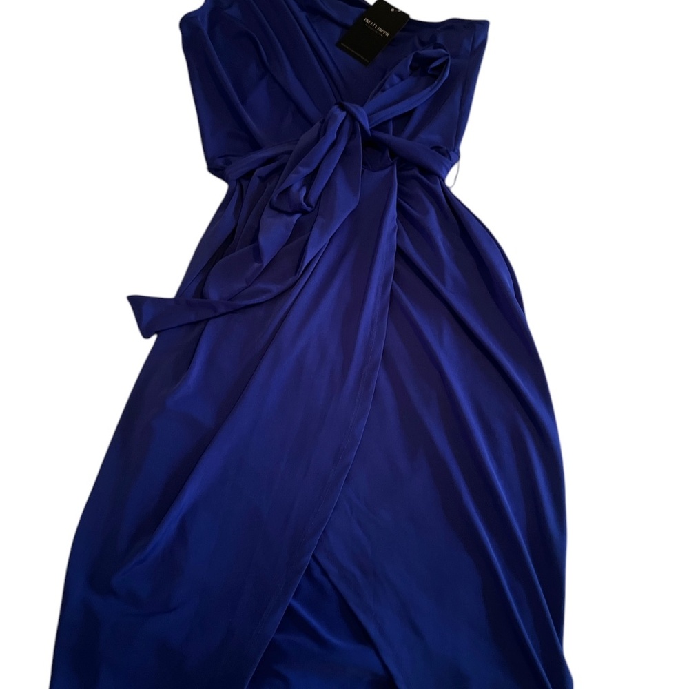 NWT Off-the-Shoulder Blue Silk Dress